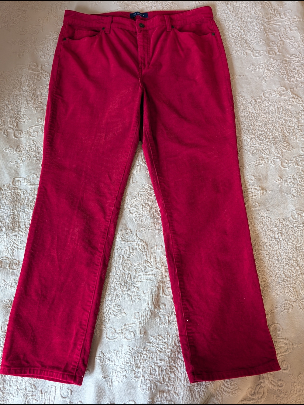 Talbots Bright Red Straight-Leg Corduroy Pants